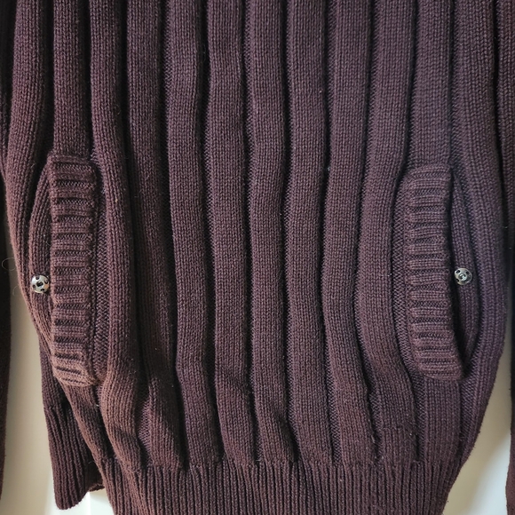 DEVRED Brown ribbed 100% cotton sweater Size L - Picture 4 of 6